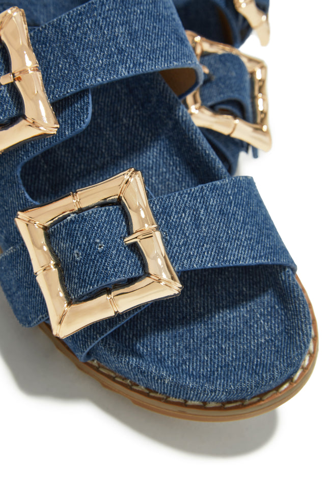 Load image into Gallery viewer, Vacation Denim Slip On Sandal
