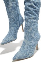 Load image into Gallery viewer, Nissa Knee High Heel Boots - Denim

