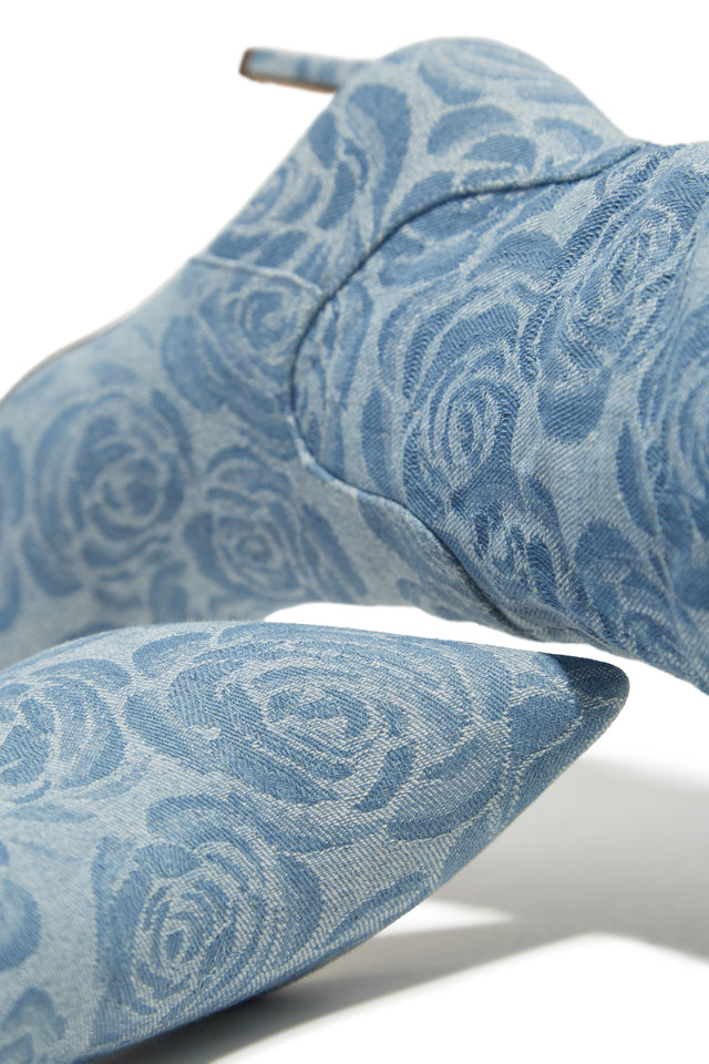 Load image into Gallery viewer, Nissa Knee High Heel Boots - Denim
