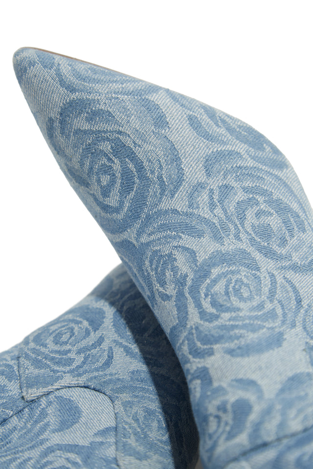 Load image into Gallery viewer, Nissa Knee High Heel Boots - Denim
