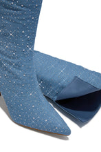 Load image into Gallery viewer, Shine Bright Embellished Over The Knee Heel Boots - Denim
