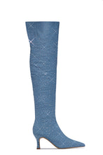 Load image into Gallery viewer, Shine Bright Embellished Over The Knee Heel Boots - Denim
