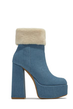 Load image into Gallery viewer, Blue Denim Chunky Heel Boots
