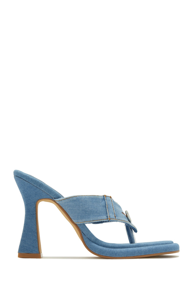 Load image into Gallery viewer, Sumer Denim Slip On Sandal Heel
