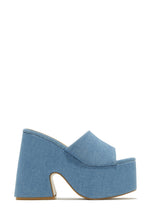 Load image into Gallery viewer, Platform Mules in Denim Blue
