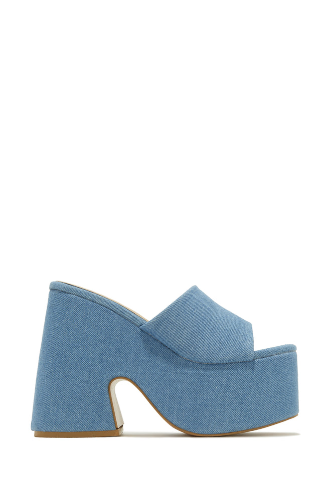 Load image into Gallery viewer, Platform Mules in Denim Blue
