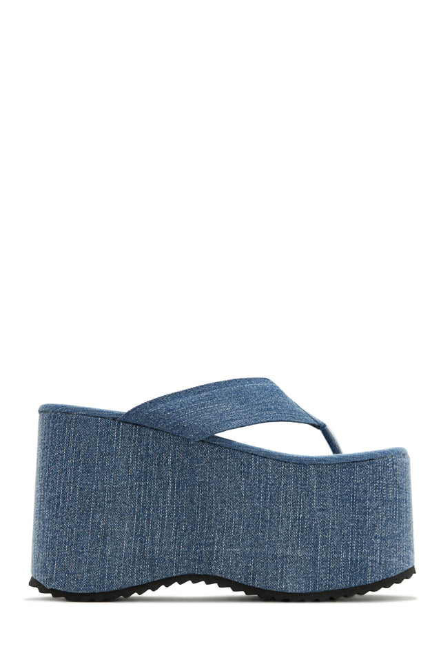 Load image into Gallery viewer, Denim Thong Platform Sandals
