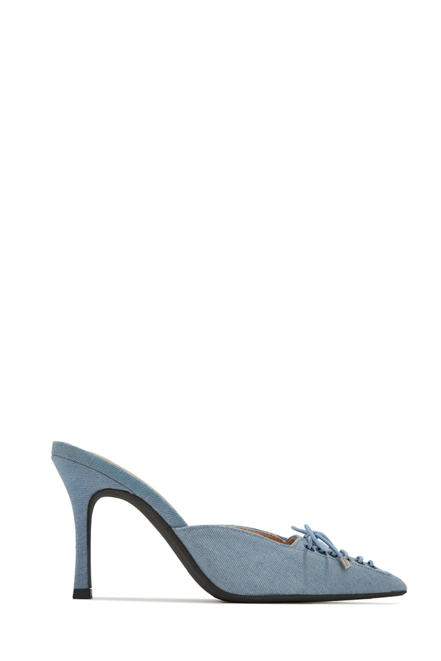 Load image into Gallery viewer, Nyla Pointed Toe Mule Heels - Light Denim
