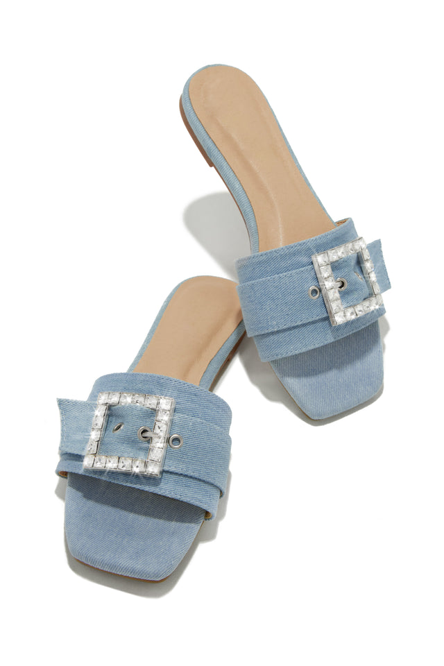 Load image into Gallery viewer, Square Toe Denim Sandals

