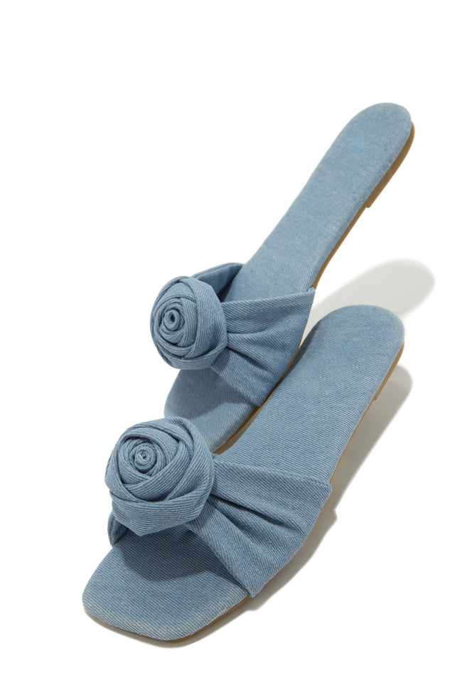 Load image into Gallery viewer, Blue Denim Rose Sandals
