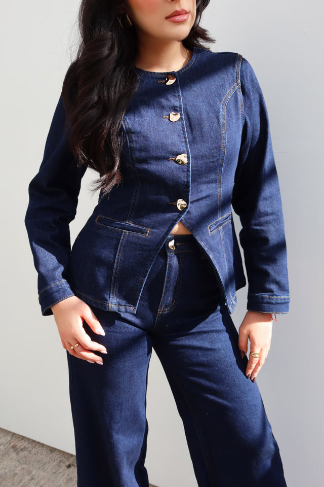Load image into Gallery viewer, Becca Button Up Jacket - Denim
