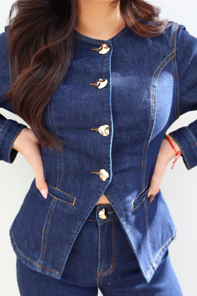 Load image into Gallery viewer, Becca Button Up Jacket - Denim
