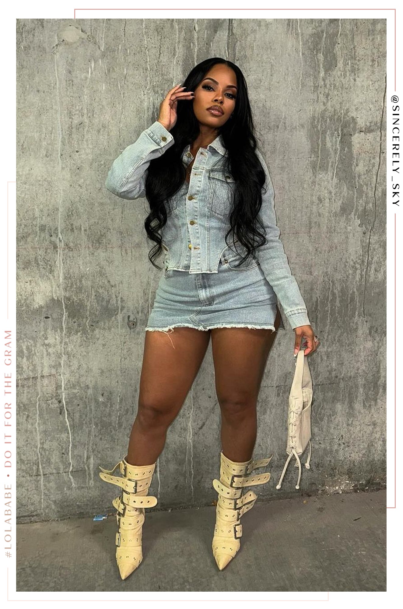 Miss Lola Shayla Denim Two Piece Denim Set MISS LOLA