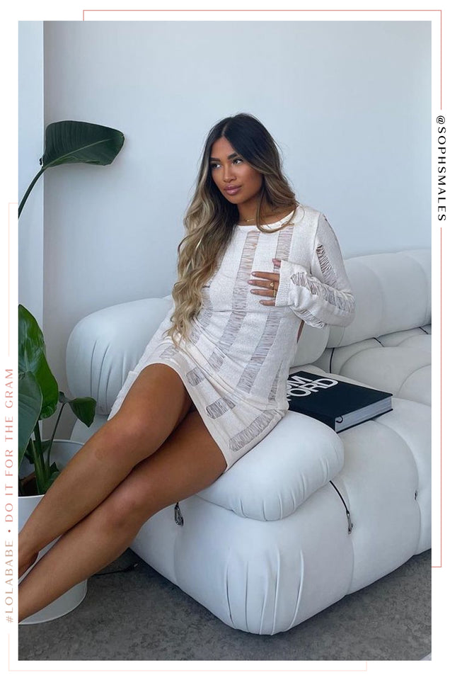 Desert Sands Natural Crochet | Mini Dress MISS LOLA Desert Sands Natural Crochet | Mini Dress MISS LOLA
