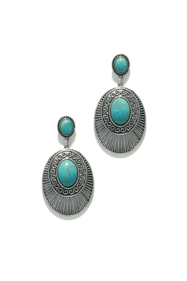 Load image into Gallery viewer, Lilou Statement Dangle Earring - Silver Turquoise
