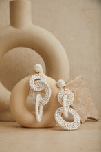 Load image into Gallery viewer, White Straw Statement Earring
