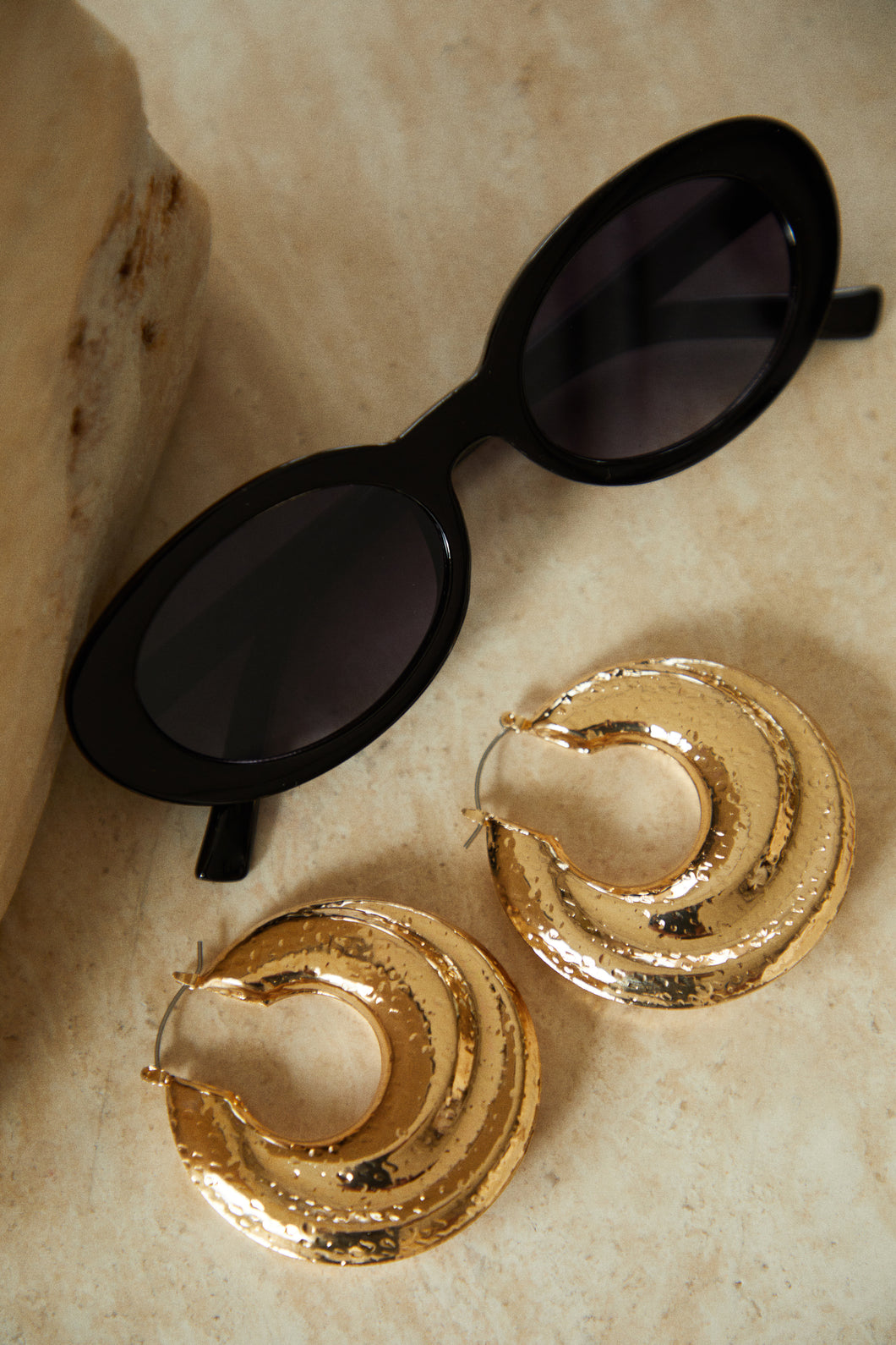 Gold-Tone Hoop Earrings with Sunglasses
