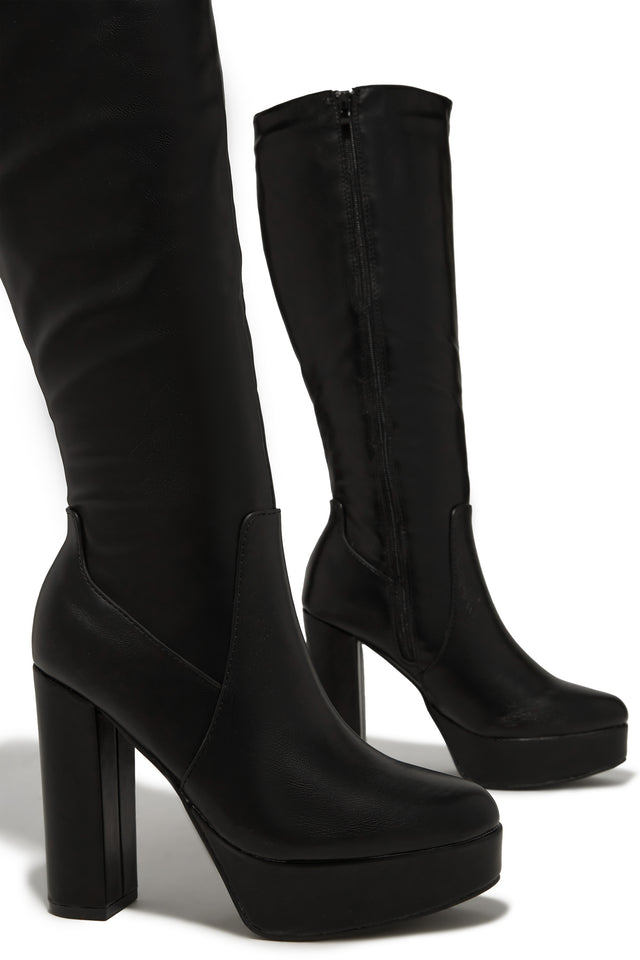 Load image into Gallery viewer, Ellie Platform Block Heel Boots - Black
