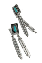 Load image into Gallery viewer, Emarya Statement Dangle Earring - Silver Turquoise
