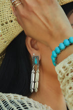 Load image into Gallery viewer, Emarya Statement Dangle Earring - Silver Turquoise
