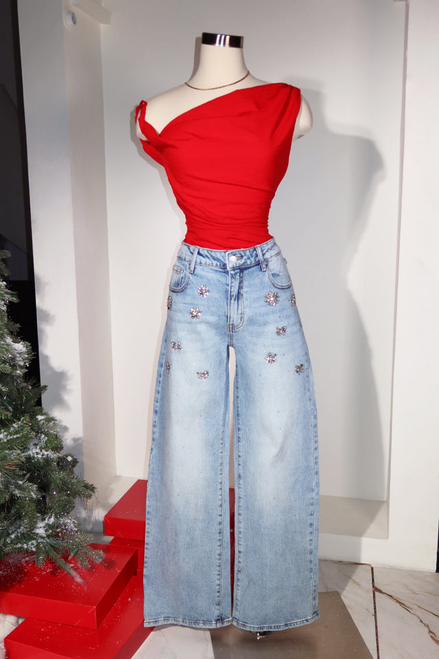 Load image into Gallery viewer, Starlight Embellished Jean - Denim
