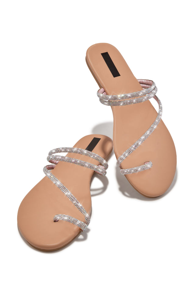 Load image into Gallery viewer, Shine Bright Slip On Embellished Sandals - Nude
