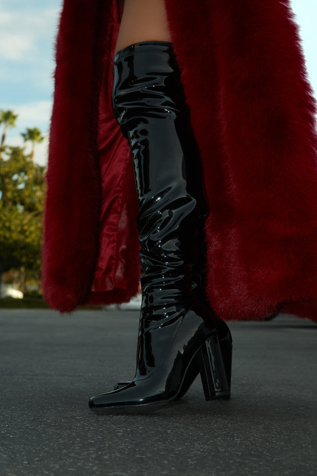 Load image into Gallery viewer, Ericka Block Heel Over The Knee Boots - Black
