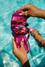 Load image into Gallery viewer, Metallic Pink Lace Up Sandals
