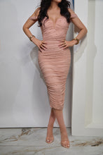 Load image into Gallery viewer, Eviana Off The Shoulder Midi Dress - Pink
