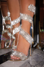 Load image into Gallery viewer, Exotic Touch Embellished Coil Strap High Heels - Silver
