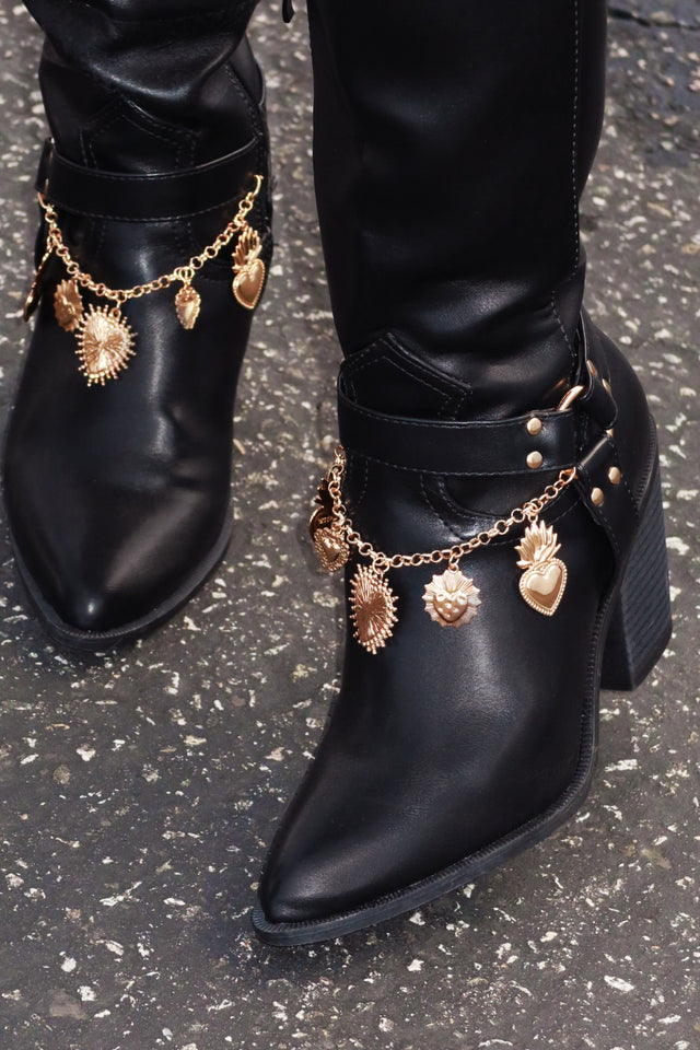 Load image into Gallery viewer, Sunsets &amp; Festivals Cowgirl Boots - Black
