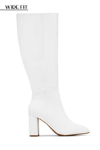 Load image into Gallery viewer, Fine Time Wide Fit Block Heel Knee High Boots - White
