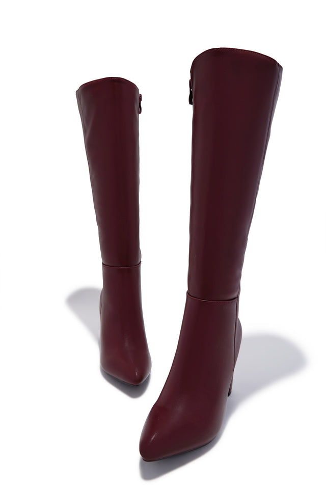 Load image into Gallery viewer, Fine Time Block Heel Knee High Boots - Wine

