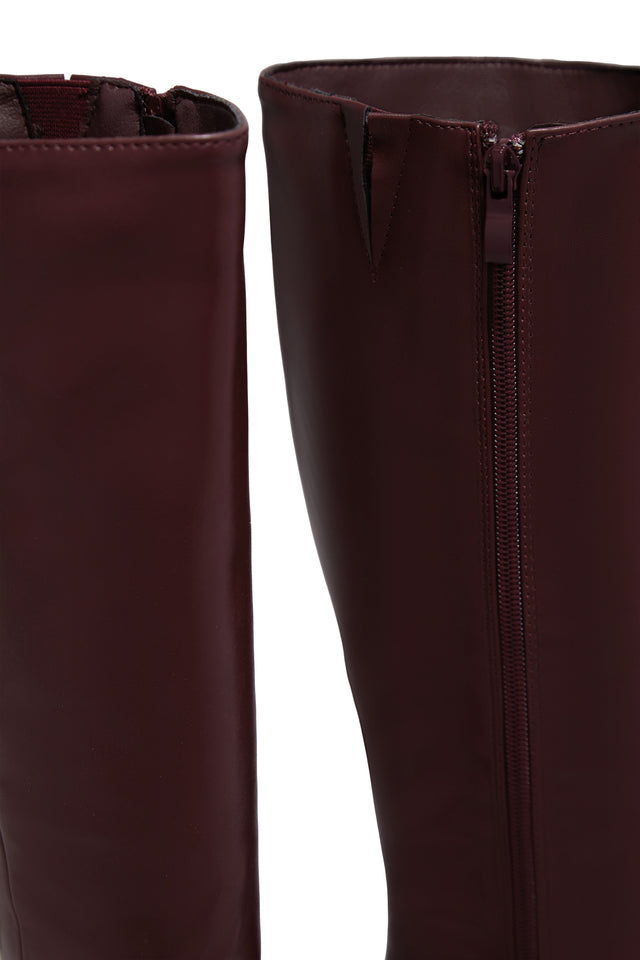 Load image into Gallery viewer, Fine Time Block Heel Knee High Boots - Wine

