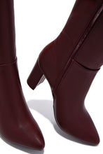 Load image into Gallery viewer, Fine Time Block Heel Knee High Boots - Wine
