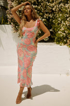 Load image into Gallery viewer, Pink and Blue Floral Maxi Dress
