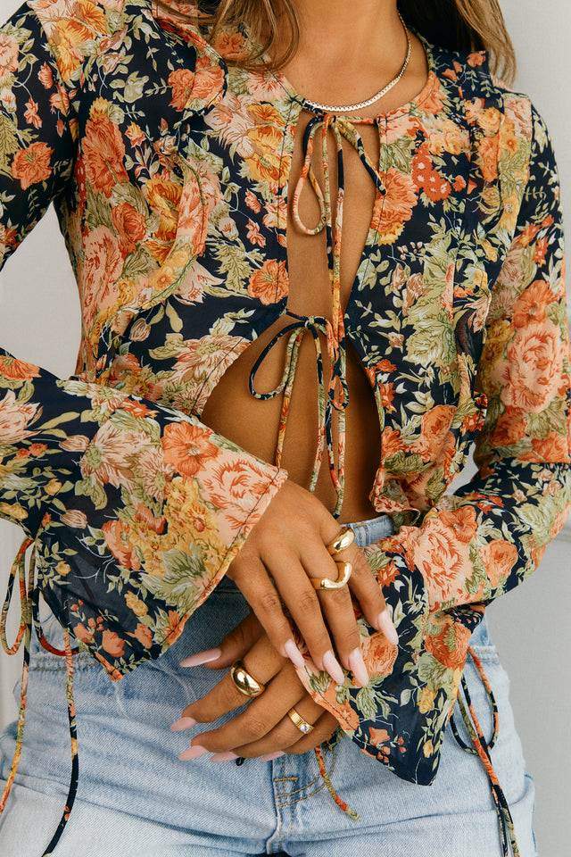 Load image into Gallery viewer, Denim Styled with Floral Top
