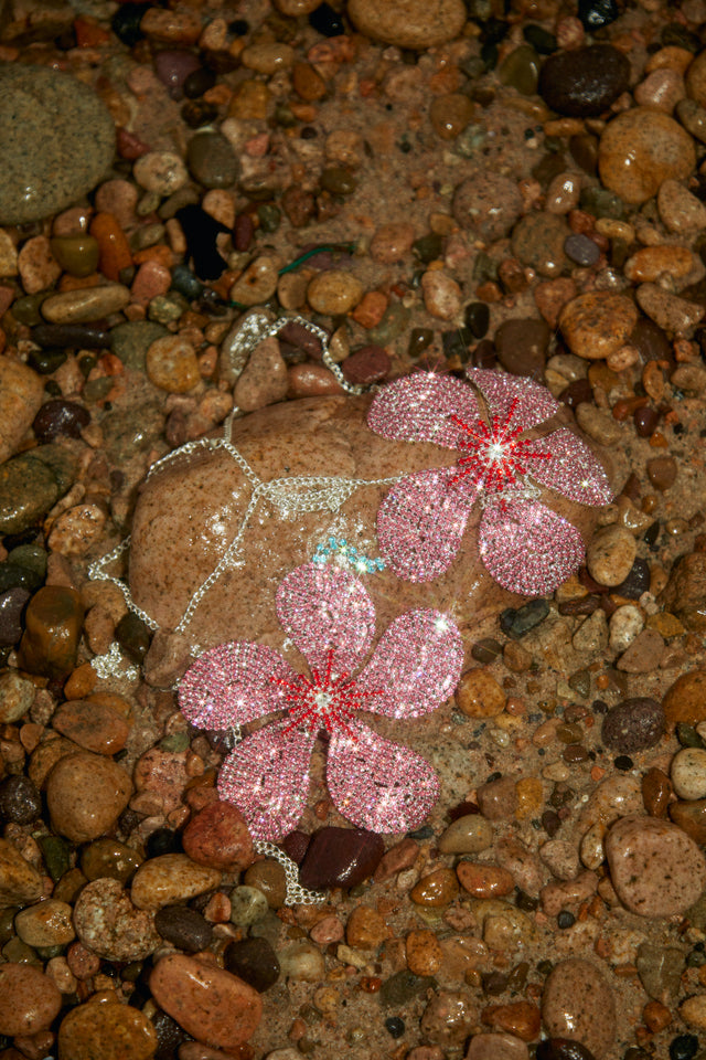 Load image into Gallery viewer, Pink and Silver Bra Flower Top
