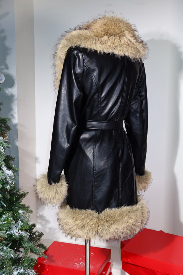Load image into Gallery viewer, Foxy Faux Fur Coat - Black
