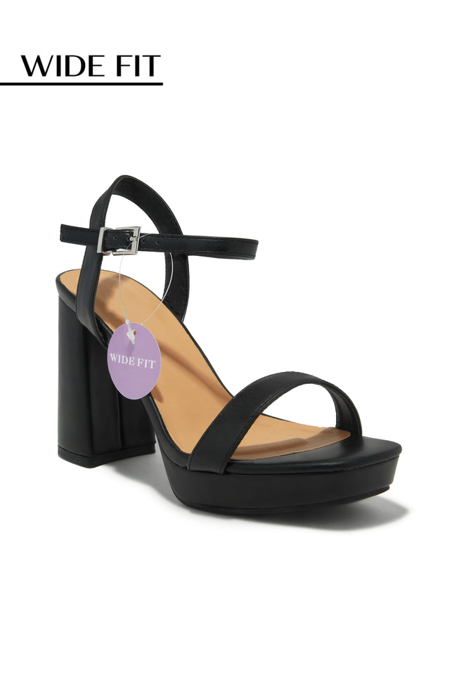 Load image into Gallery viewer, Gaby Wide Fit Platform Block Heels - Black
