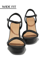 Load image into Gallery viewer, Gaby Wide Fit Platform Block Heels - Black
