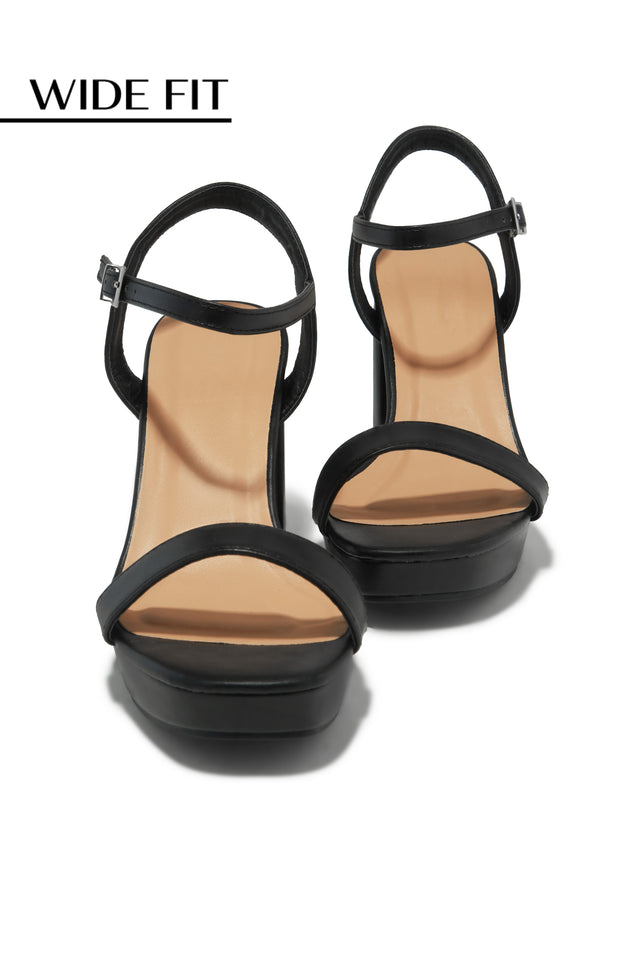 Load image into Gallery viewer, Gaby Wide Fit Platform Block Heels - Black
