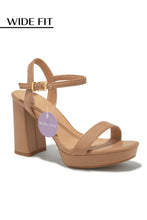 Load image into Gallery viewer, Gaby Wide Fit Platform Block Heels - Nude
