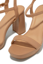 Load image into Gallery viewer, Gaby Wide Fit Platform Block Heels - Nude
