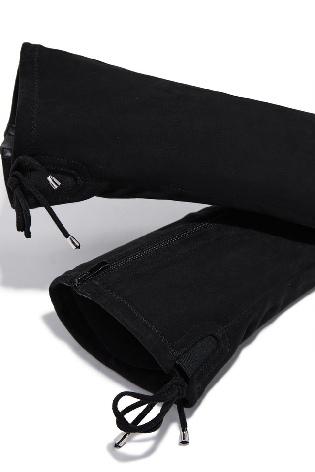Load image into Gallery viewer, Gigi Over The Knee Heel Boots - Black Suede
