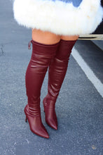 Load image into Gallery viewer, Gigi Over The Knee Heel Boots - Wine PU
