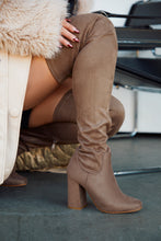 Load image into Gallery viewer, Women Wearing Taupe OTK Boots
