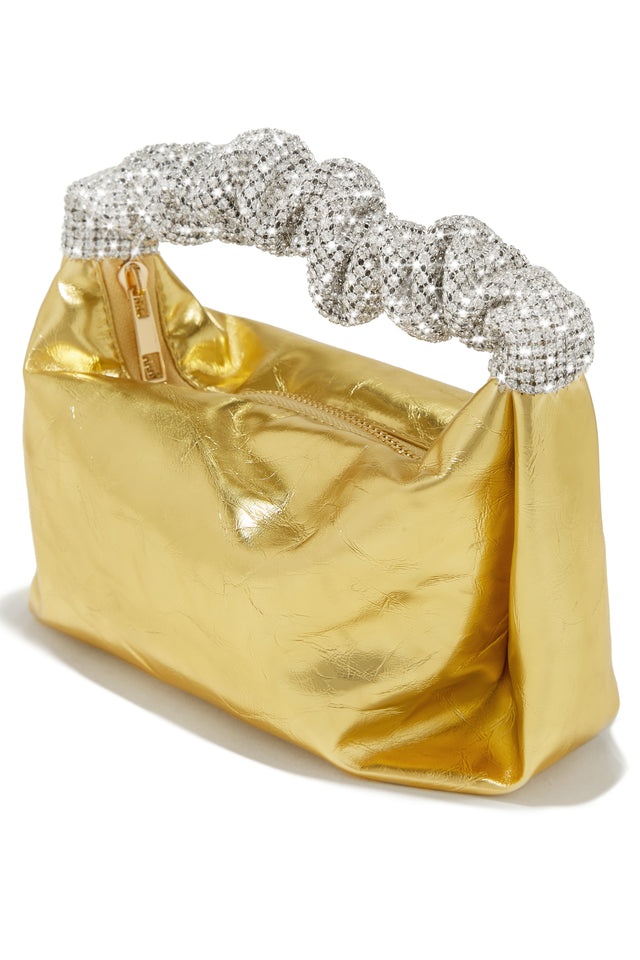 Load image into Gallery viewer, Silver Top Handle Gold Bag
