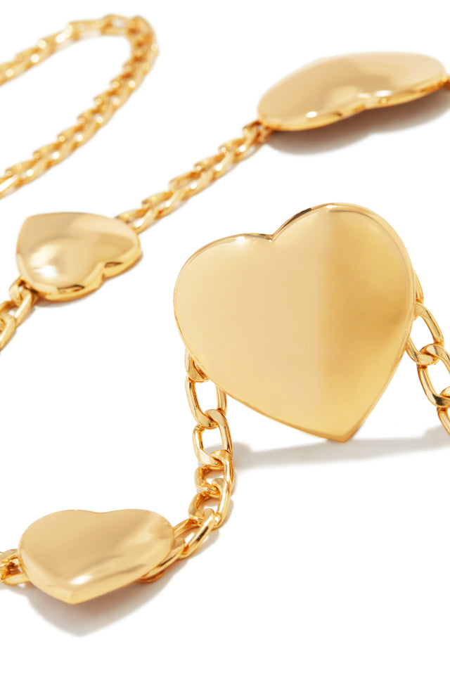 Load image into Gallery viewer, Chain Link Gold Heart Belt
