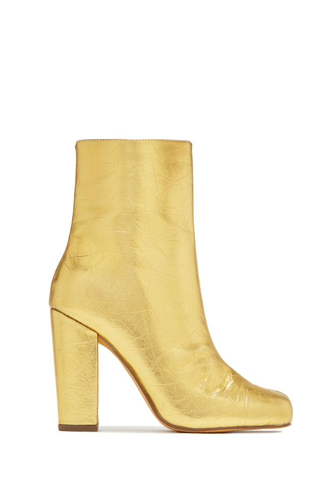 Load image into Gallery viewer, Alura Toe Split Block Heel Ankle Boots - Gold
